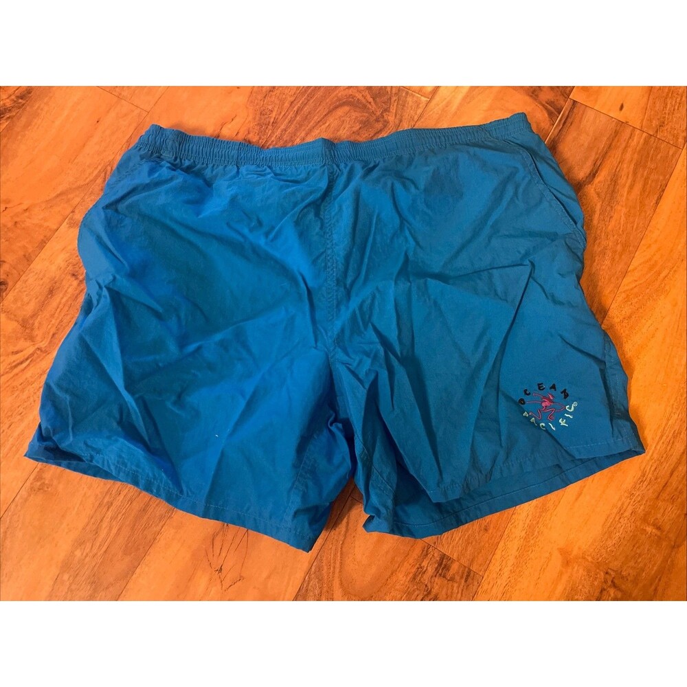 Vintage OP Ocean Pacific Swim Trunks Mens Large Bright Blue Green Purple USA